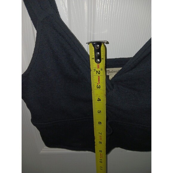 MADEWELL Women's Crop Tank Top Large‎ Black Cutout Knot-Front Cotton NJ776 Sp23 - Picture 8 of 8